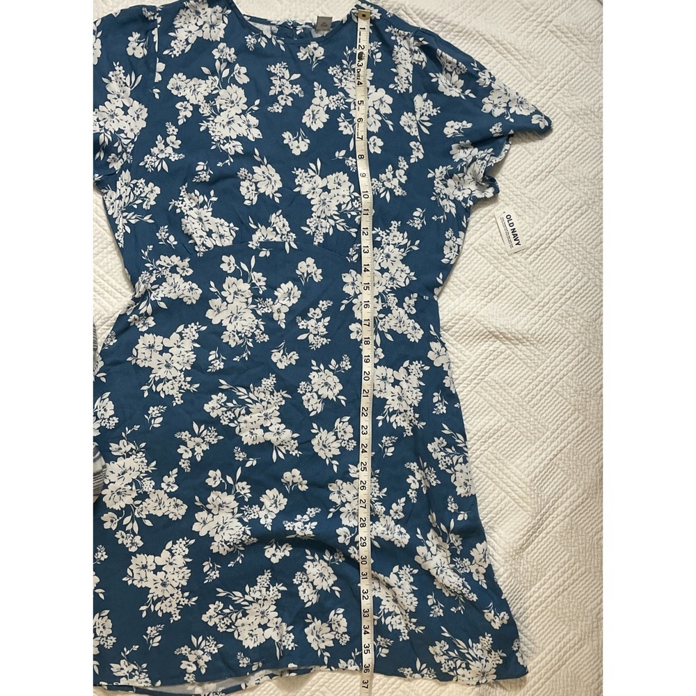 Old Navy Women's Dress Tall Large NWT Floral Blue Short Sleeve Office Sundress - Picture 6 of 11